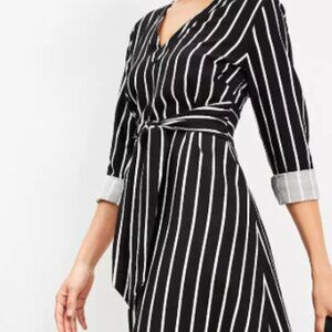 Loft Women's Stripe Tie Waist Midi Dress Size (8)